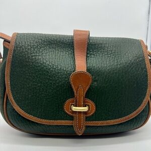 DOONEY & BOURKE VINTAGE All Weather Leather Fir Green British Tan Crossbody Bag